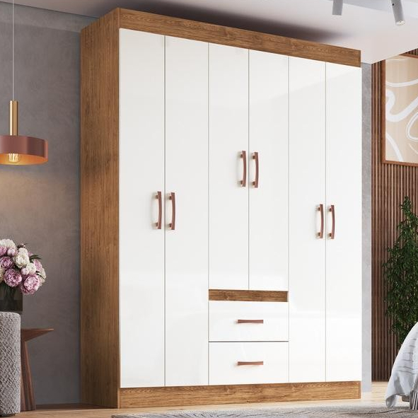 Guarda-Roupas Solteiro 6 Portas 2 Gavetas Multimóveis Monaco CR35115 em Oferta na Shopee