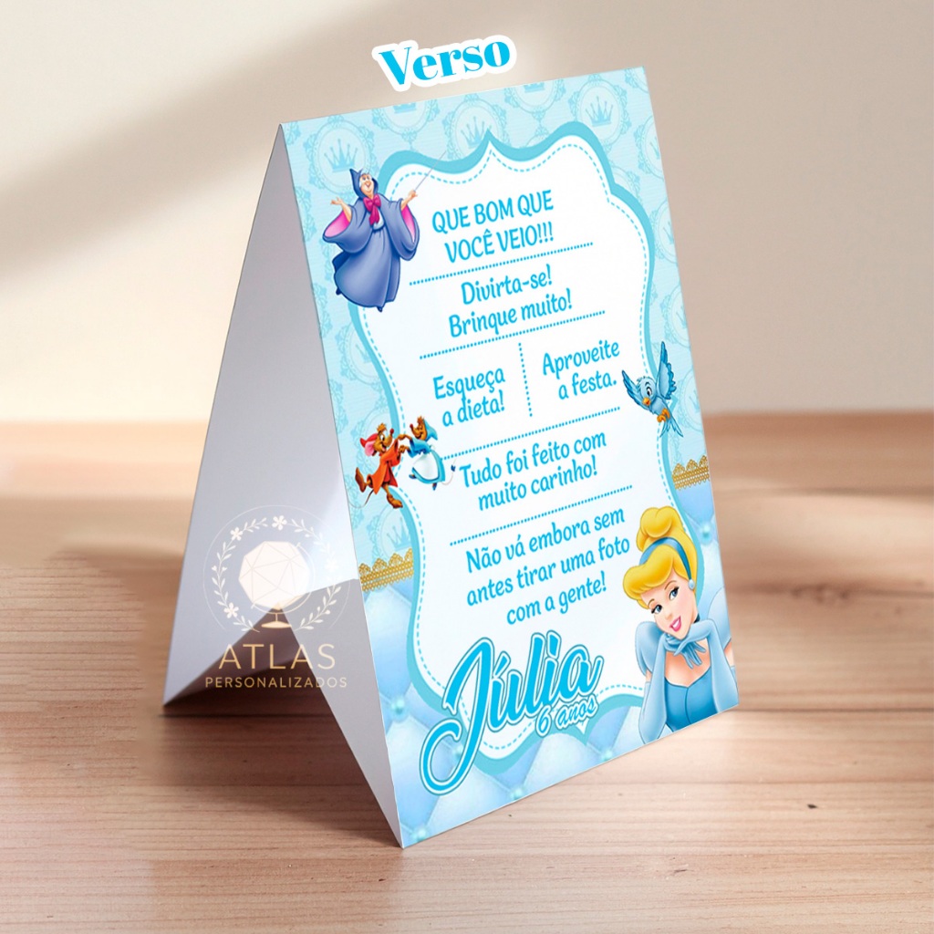 Kit Plaquinhas de agradecimento - Centro de mesa (Cinderela)