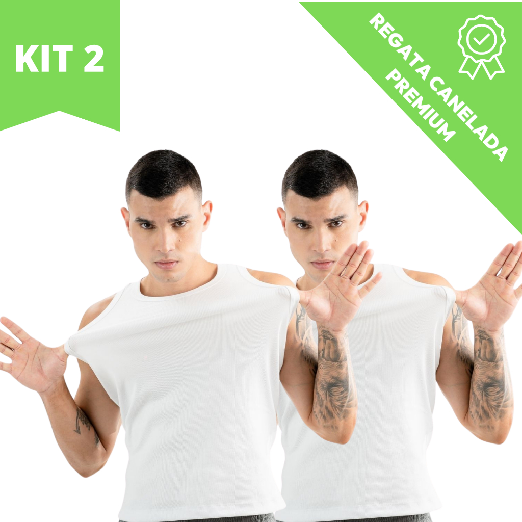 Kit 2 Regatas Masculina Modelo Americano Canelada Algodão Premium Musculação Treino Academia Encorpada Confortavel