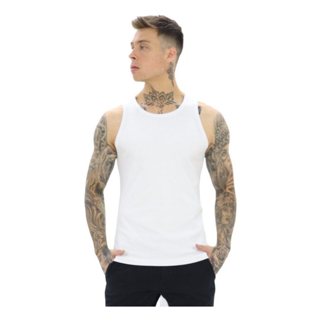 Camisa Regata Masculina Cavada Academia Treino Fit Lisa Viscose com Elastano