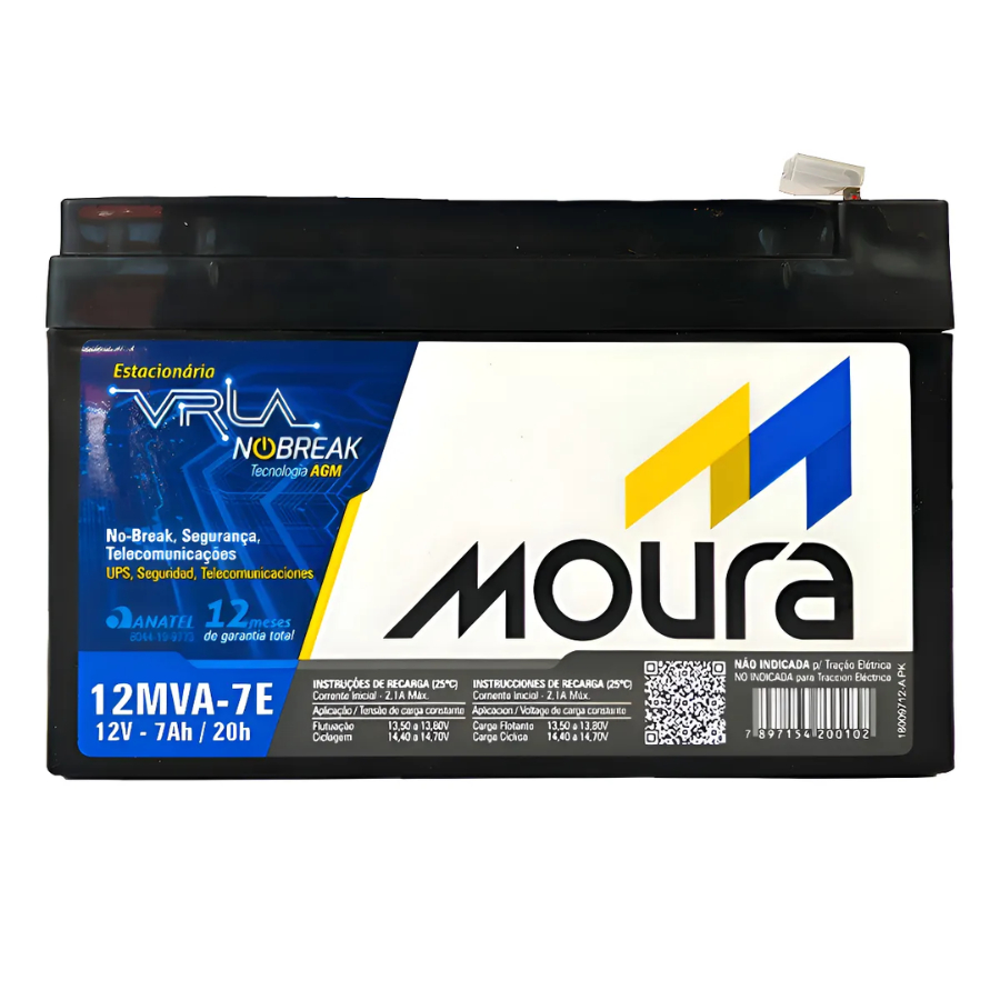Bateria Moura 12MVA-7 ESTACIONARIA 12 Volts 7Ah / 20h para no-break