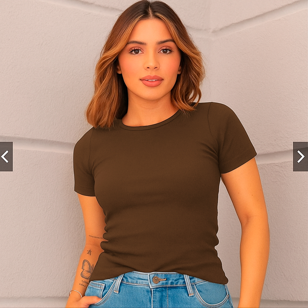 Blusa Casual em Ribana Feminina Moderna Confortavel slim em Oferta na Shopee