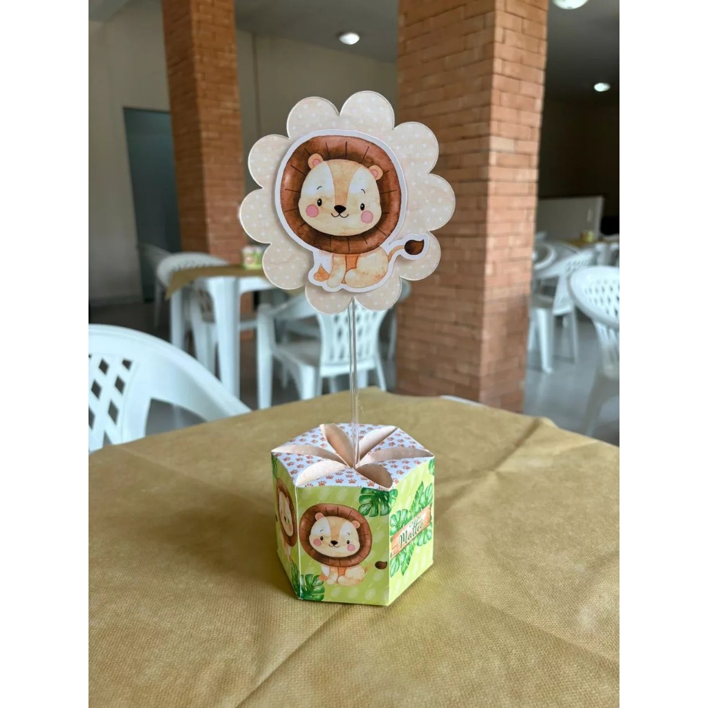 Centro de Mesa Personalizado Leãozinho Safari Festa infantil Chá de bebê em Oferta na Shopee