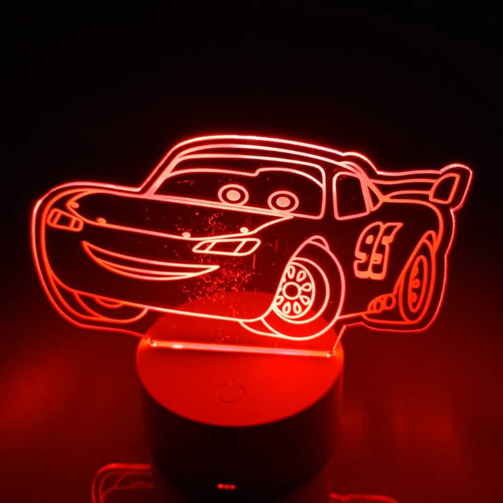 Abajur Luminária Carros Relâmpago Mc Queen Led 3D ac0007 Presente Criativo Luz Noturna Quarto Infantil Menino bebê filme