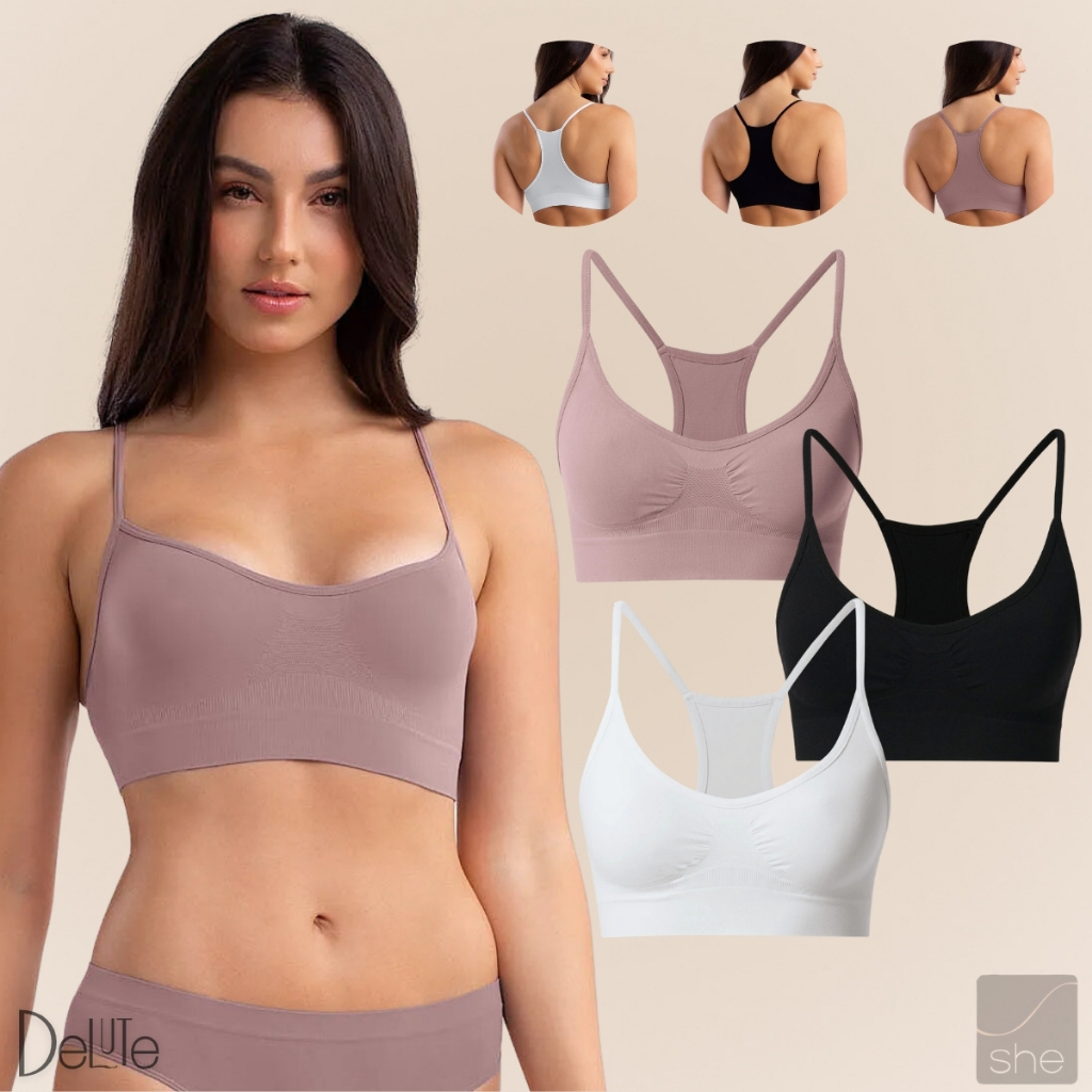 Kit 2 Top Fitness Sport Nadador SHE Em Microfibra Sem Costura Sem Bojo Para Exercicios P ao GG em Oferta na Shopee