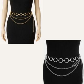 Cinto Corrente Feminino Argola com 2 Corrente Fino Luxo-88 em Oferta na Shopee