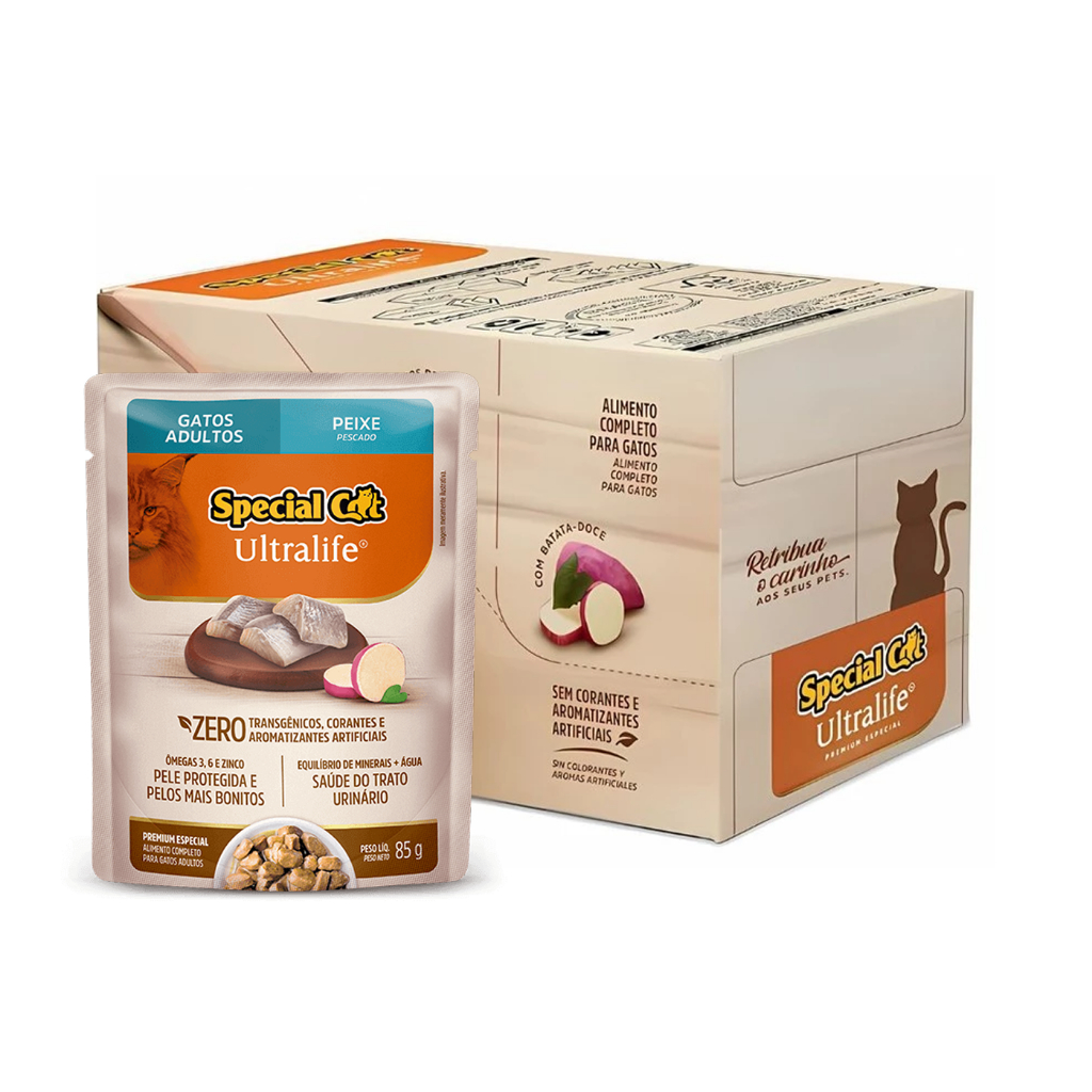 Kit 12 Sachês Special Cat Adulto Peixe Ultra Life 85 g em Oferta na Shopee