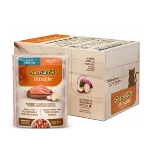 Kit 12 Sachês Special Cat Adulto Salmão Ultra Life 85 g em Oferta na Shopee