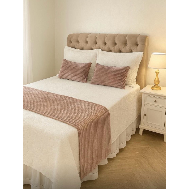 Peseira para Cama + 2 Capas de Almofada Decorativas Flannel Fleece Super Macio Luxo 2,40 x 0,50 em Oferta na Shopee