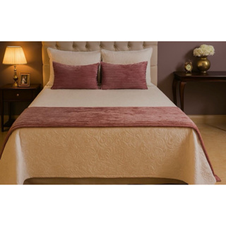 Kit Peseira canelada 1 pezeira + 2 capas almofadas Cama Casal-Queen-King-Box Tecido  Fofinho piseira Canelado em Oferta na Shopee