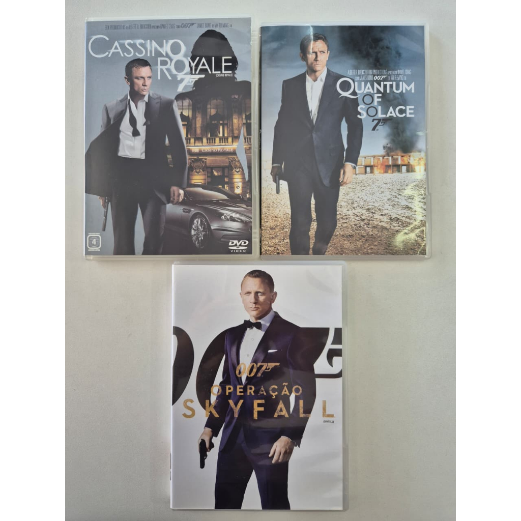 DVDs Originais 007 Cassino Royale + Quantum of Solace + Operação Skyfall - Usados