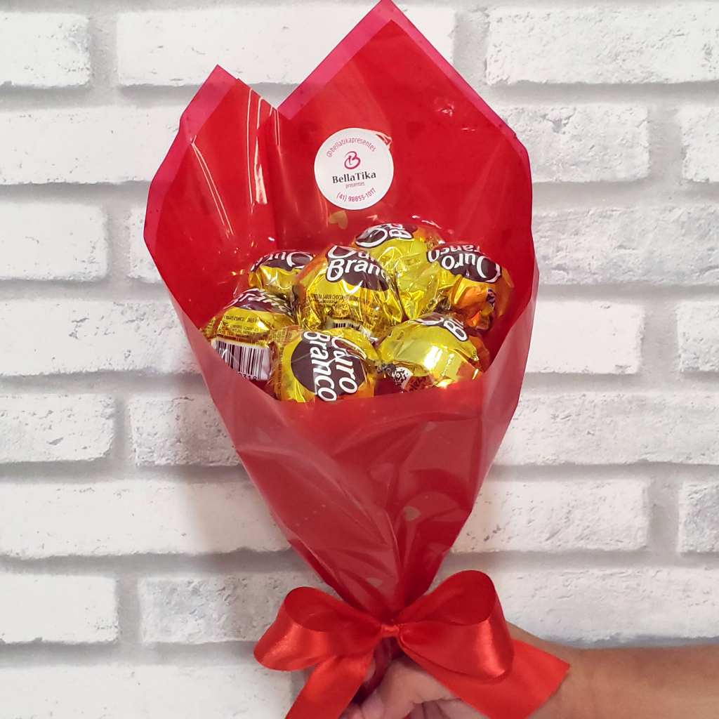 Mini Buquê 7 Bombons Ouro Branco Presente Romântico Surpresa Mimo em Oferta na Shopee
