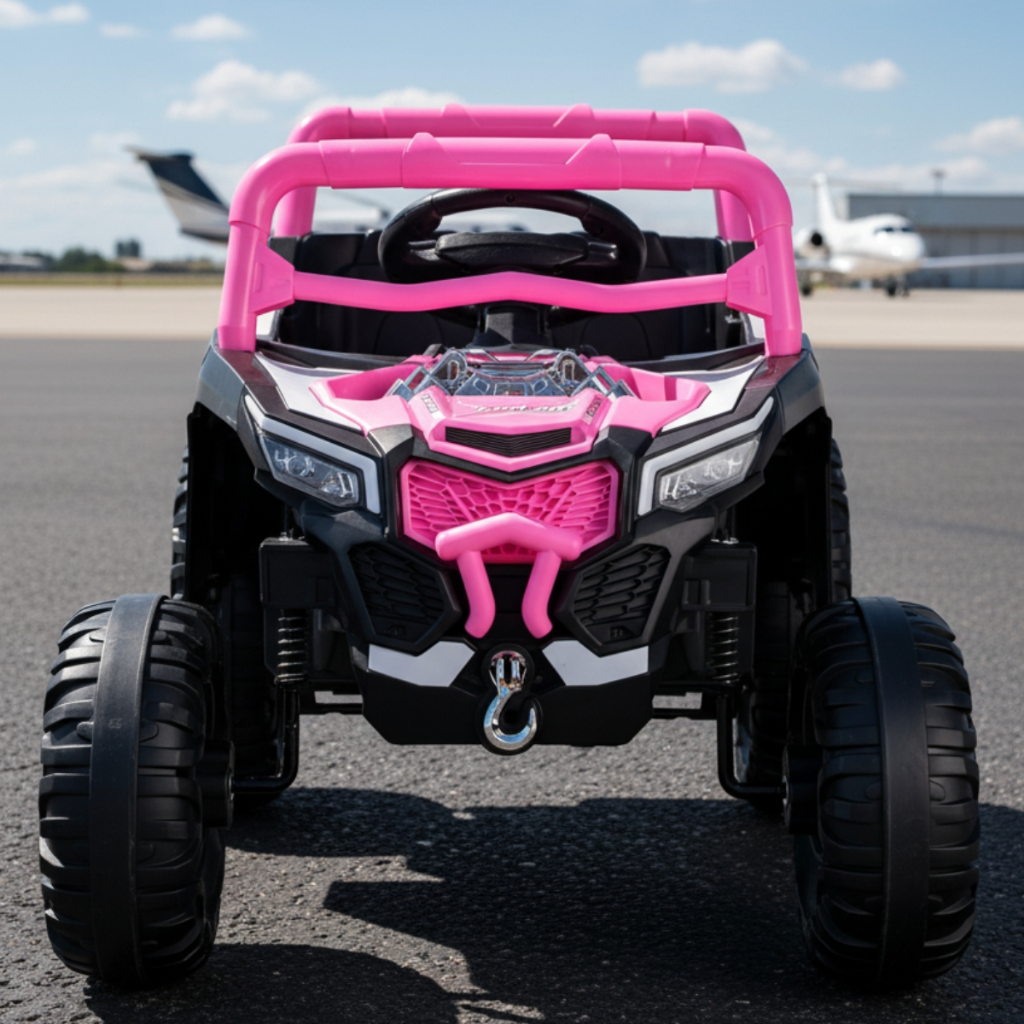 Detalhes do Jipe Carro Elétrico Infantil Rosa UTV 12V com Controle Som e Luz