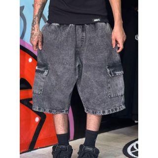 Bermuda Cargo estonada cinza grafite Larga Jorts marmorizado Sow Culture Street skate lançamento novidade promoção em Oferta na Shopee