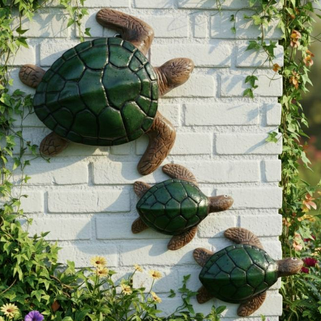 Trio de Tartarugas Decoração De Parede Varanda Praia Gesso Decorado a Mão Promoçao mais vendido