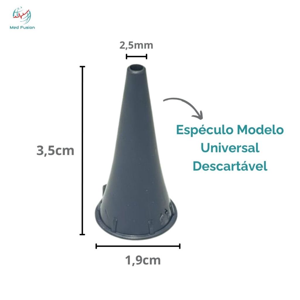 Kit 20 Ponteira Espéculo Auricular Descartável para Otoscópio Universal 2,5mm Cone Ouvido