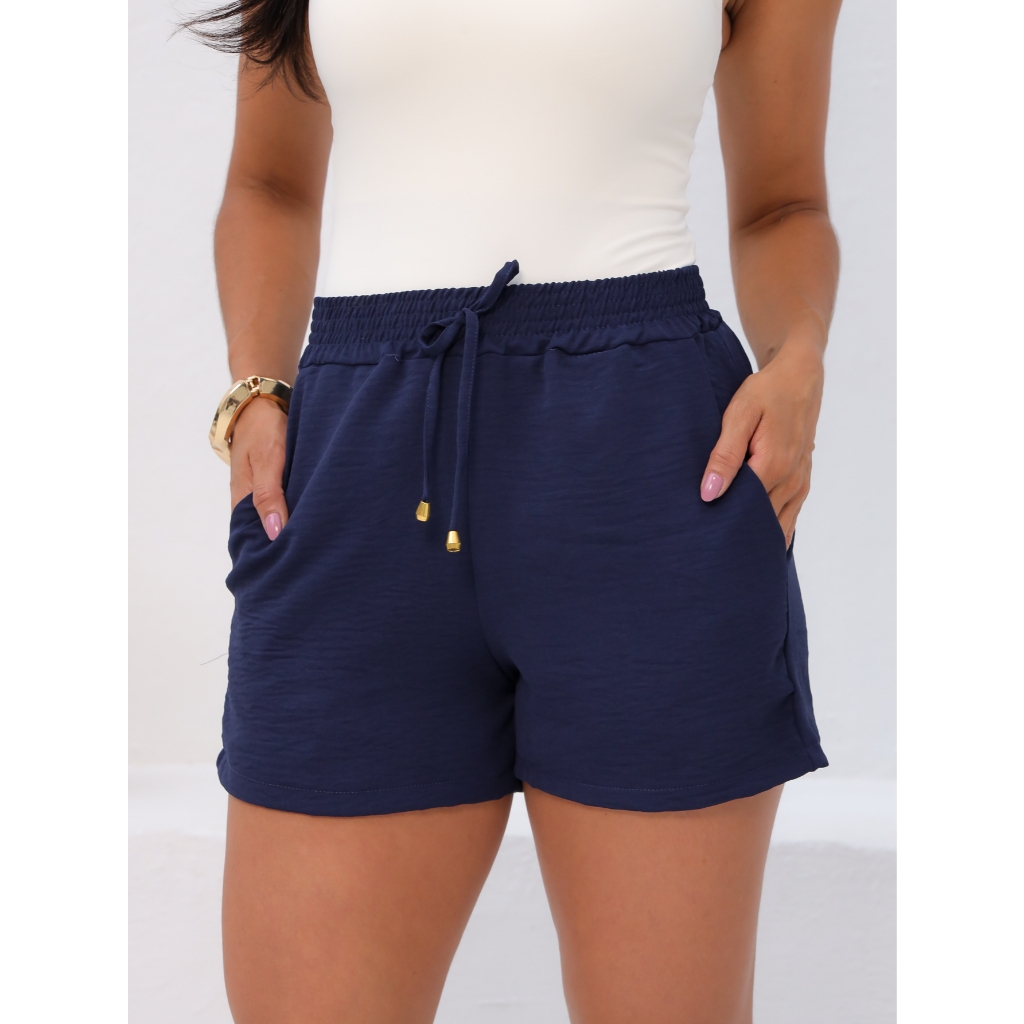 Shorts Curto Bermuda Feminina Basica Dunas Cintura Alta Bolsos Oferta em Oferta na Shopee