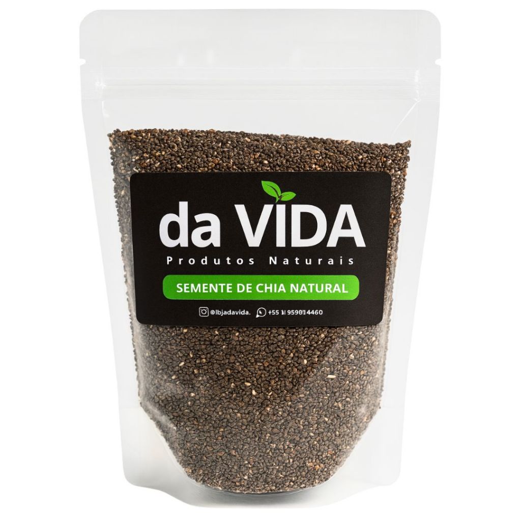 Semente de Chia Natural Embalagem Premium Zip Lock  (250g, 500g, 1Kg e 2Kg) - Da Vida em Oferta na Shopee