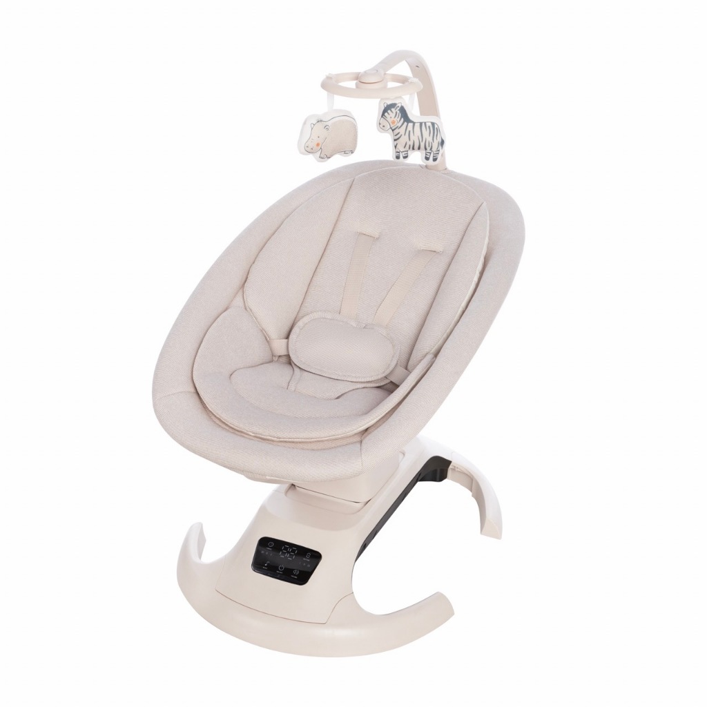 Cadeira de Balanço Multimotion Lullaby Mastela – Lançamento Bege com Berço Moisés, Timer e Cinto de 5 Pontos