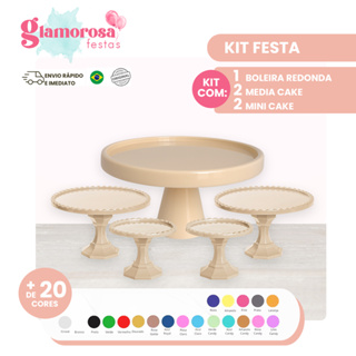 KIT COM 1 BOLEIRA REDONDA + 2 MINI CAKE + 2 MEDIA CAKE PARA DECORAÇÃO DE FESTAS, BOLOS E DOCES em Oferta na Shopee