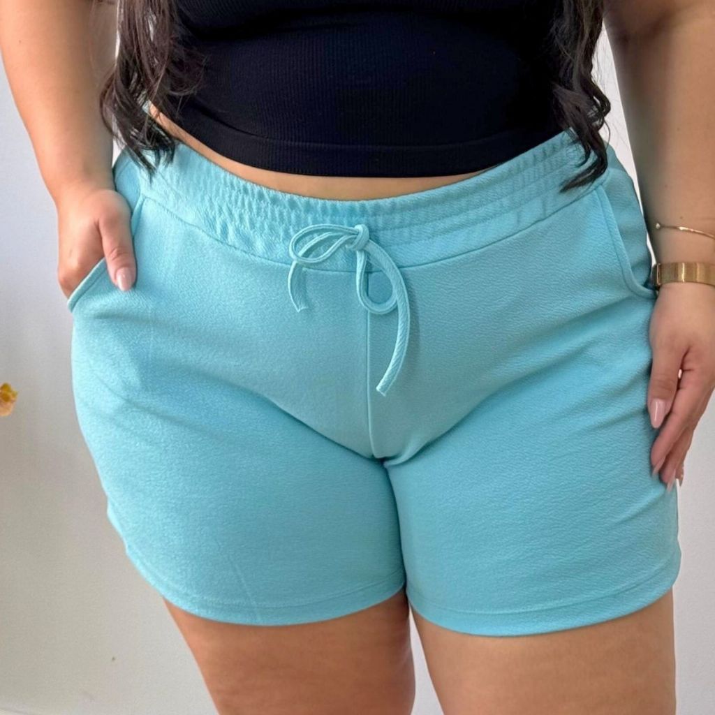 Short Feminino Plus Size Verão Confortável Malha Crepe Premium Zero Transparência – Vista e Ame! em Oferta na Shopee