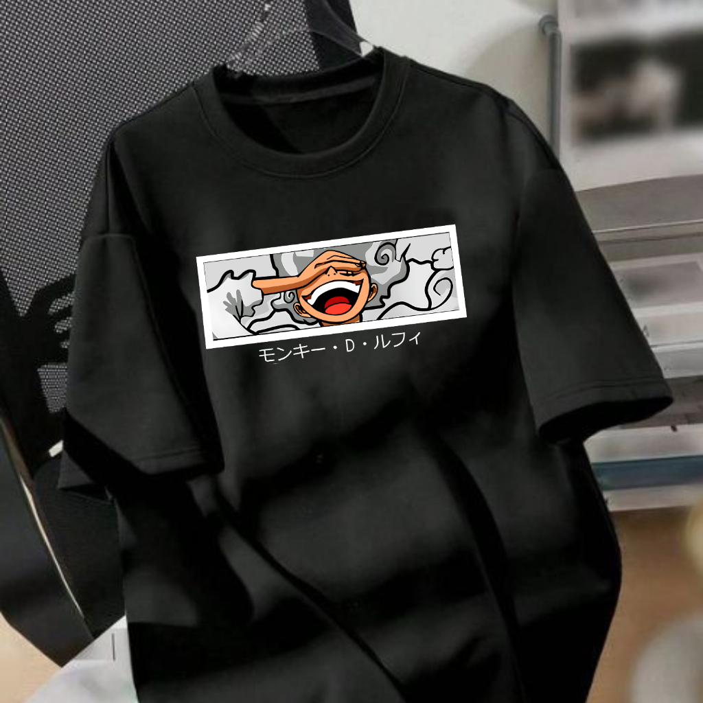 Camiseta Anime Mangá T-shirt One Piece Pirata Blusa Nika Luffy Gear 5 Camisa Street Algodão Geek F/C