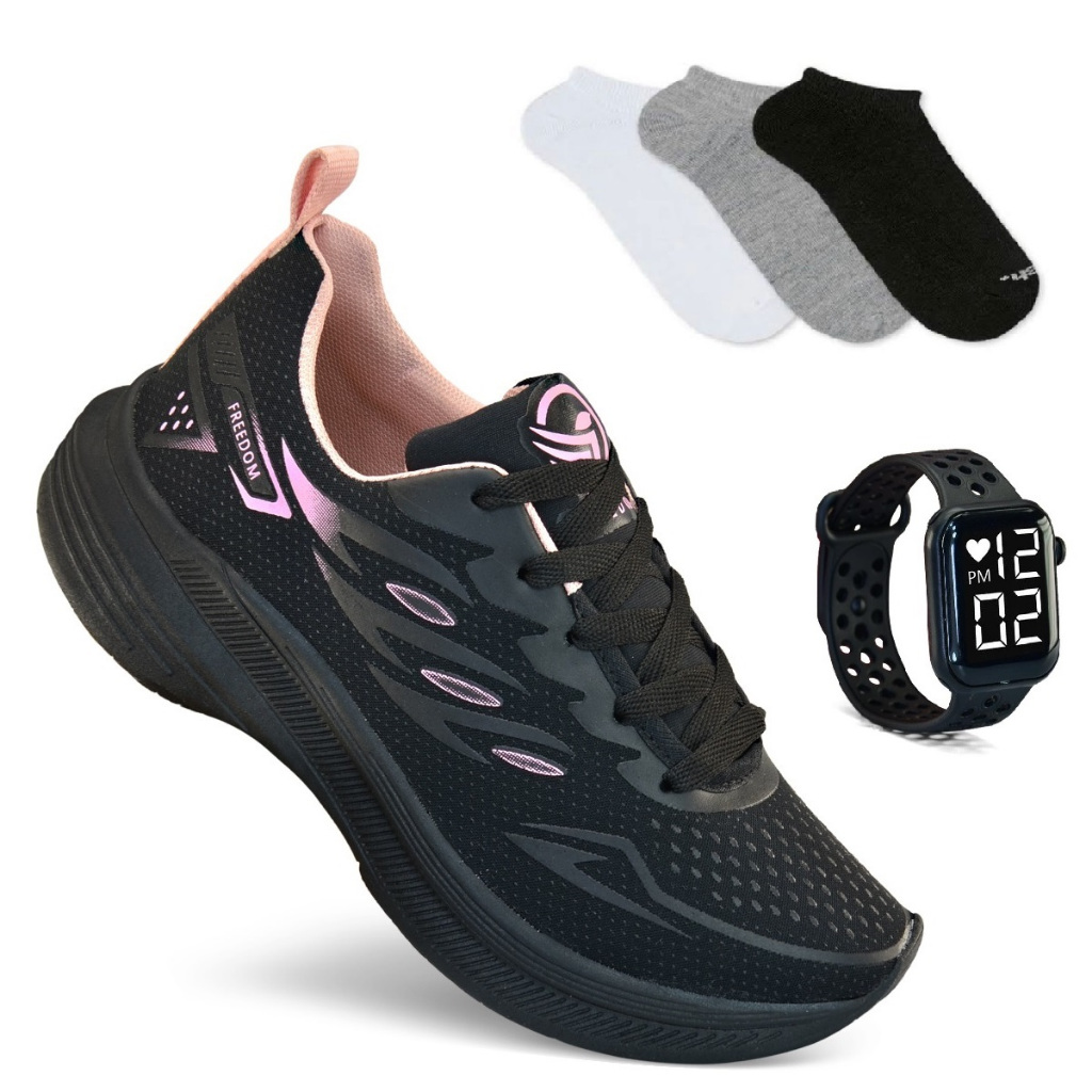Tenis Feminino + Relogio + Meia Esportivo Versatil Corrida Treino Academia Envio Imediato em Oferta na Shopee