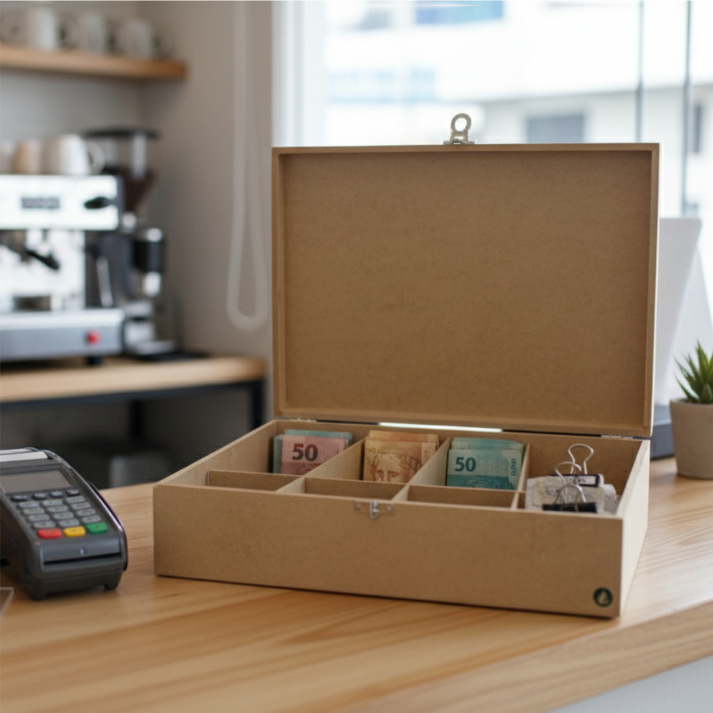 Caixa Organizadora Dinheiro Mdf Cédulas E Moedas Com Fecho 8 Divisórias em Oferta na Shopee