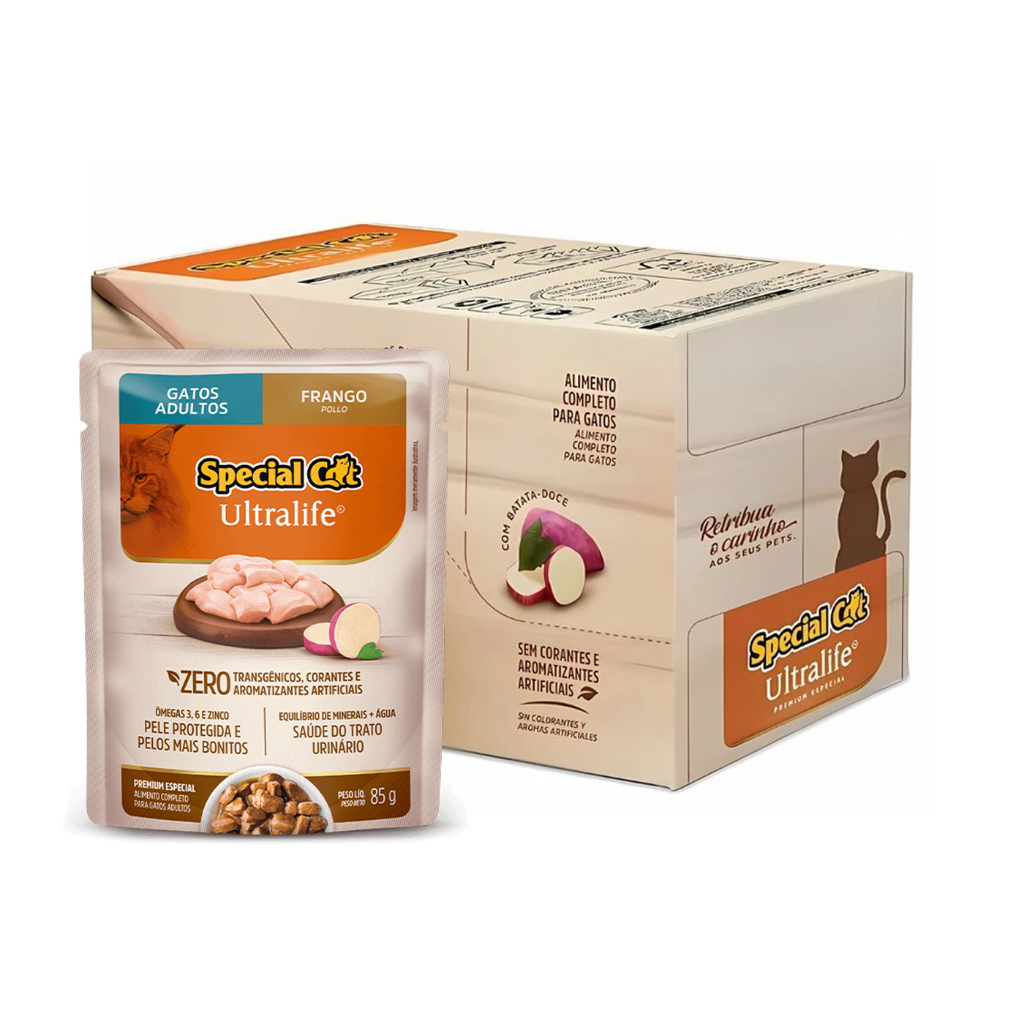 Kit 12 Sachês Special Cat Adulto Frango Ultra Life 85 g em Oferta na Shopee
