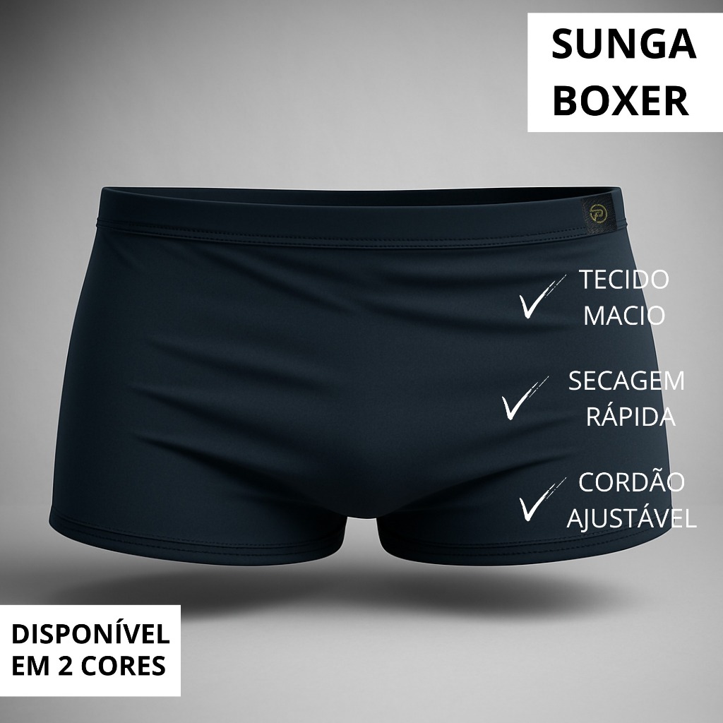 Sunga Boxer Masculina Lisa - Tecido Com Proteção UV+50 Secagem Rápida E Alta Durabilidade
