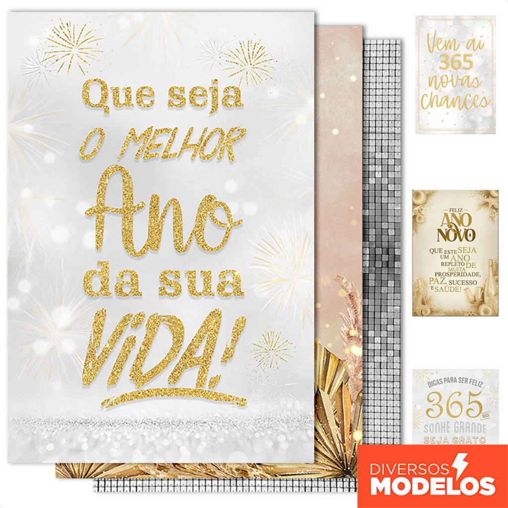 Painel de Festa Decoração Ano Novo Reveillon  Retangular Sublimado Em Tecido 1,50x2,20m em Oferta na Shopee