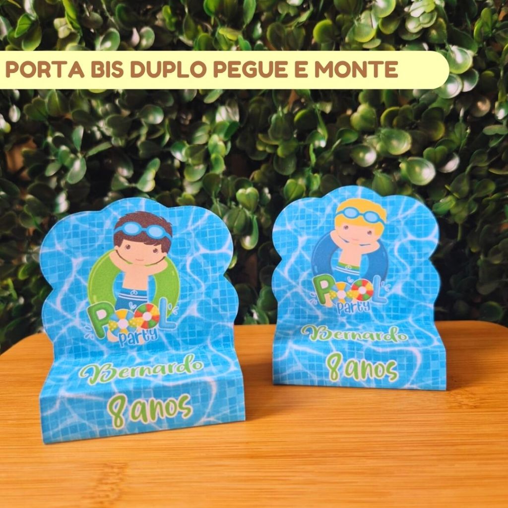 Porta Bis Duplo POOL PARTY | Lembrancinhas personalizadas | Mimos | Aniversário infantil | (PEGUE E MONTE) em Oferta na Shopee
