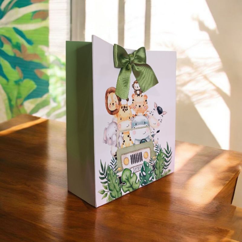 Sacolinha Safari personalizado - lembrancinha - aniversário safari sacola surpresa sacola papel pegue e monte em Oferta na Shopee