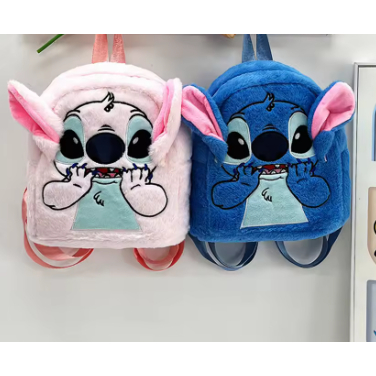 Mochila Lilo e Stitch de Pelúcia Importada Disney Azul Escola Bolsa Escolar Brinquedo Stitc Stit Infantil Desenho Bebê