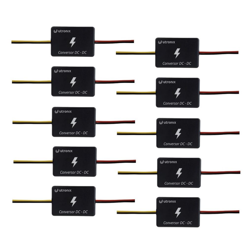 Kit 10 x Conversor de tensão 12V e 24V para 5V 3A universal entrada 12v saida 5V