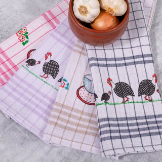 Kit 10 Panos de Prato Cozinha 45x70 Estampado Listrado Grande em Oferta na Shopee
