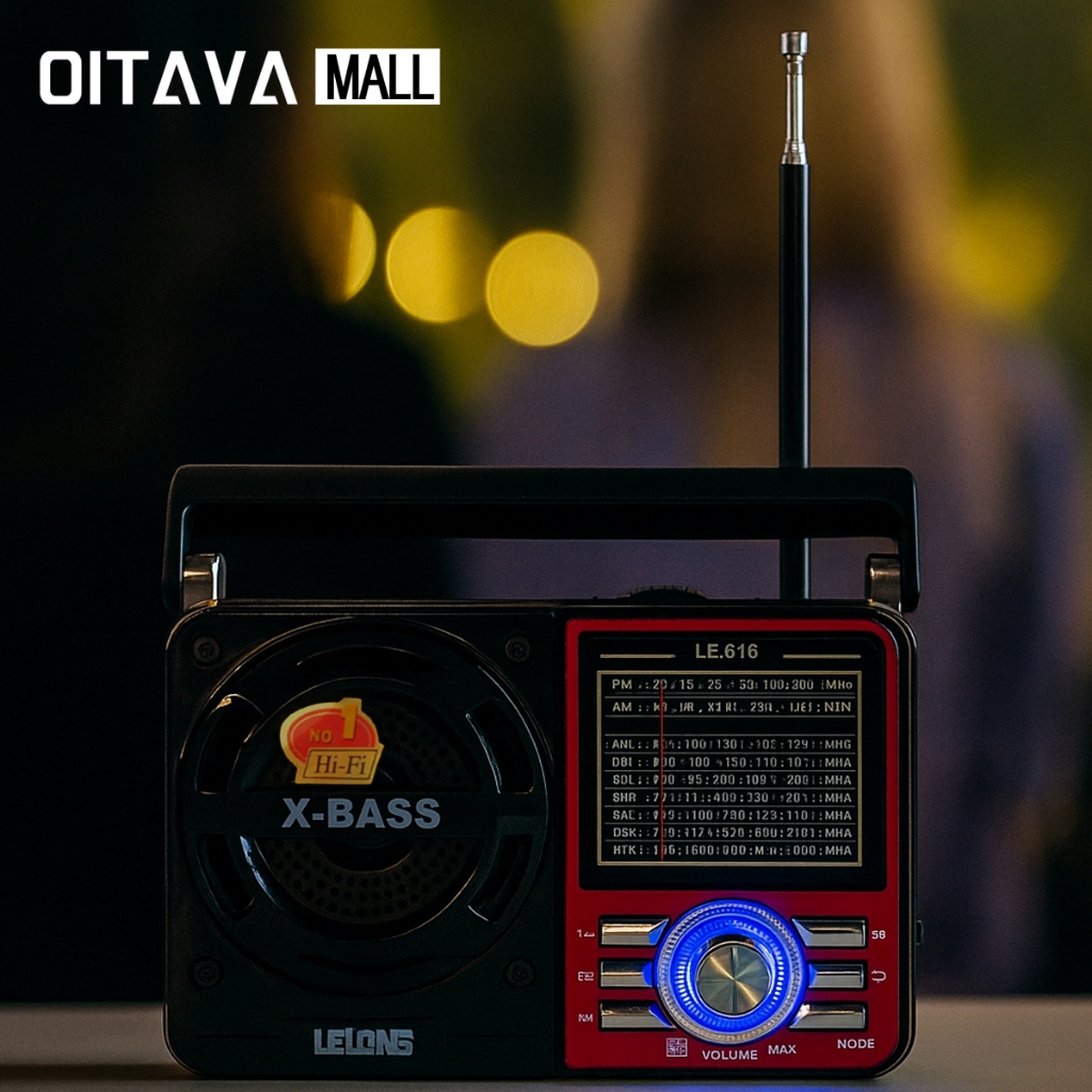 Rádio Retrô Vintage Portátil DF10BT AM FM SW USB MP3 Bluetooth Auxiliar Recarregável