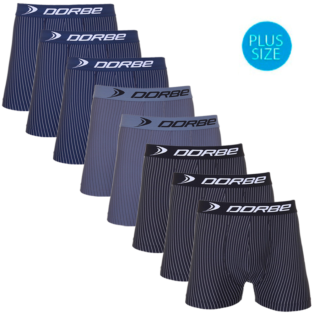 Detalhes do Kit 8 Cuecas Boxer Plus Size Risca de Giz Microfibra Dorbe Não Enrola Masculina Cueca Box Listrada