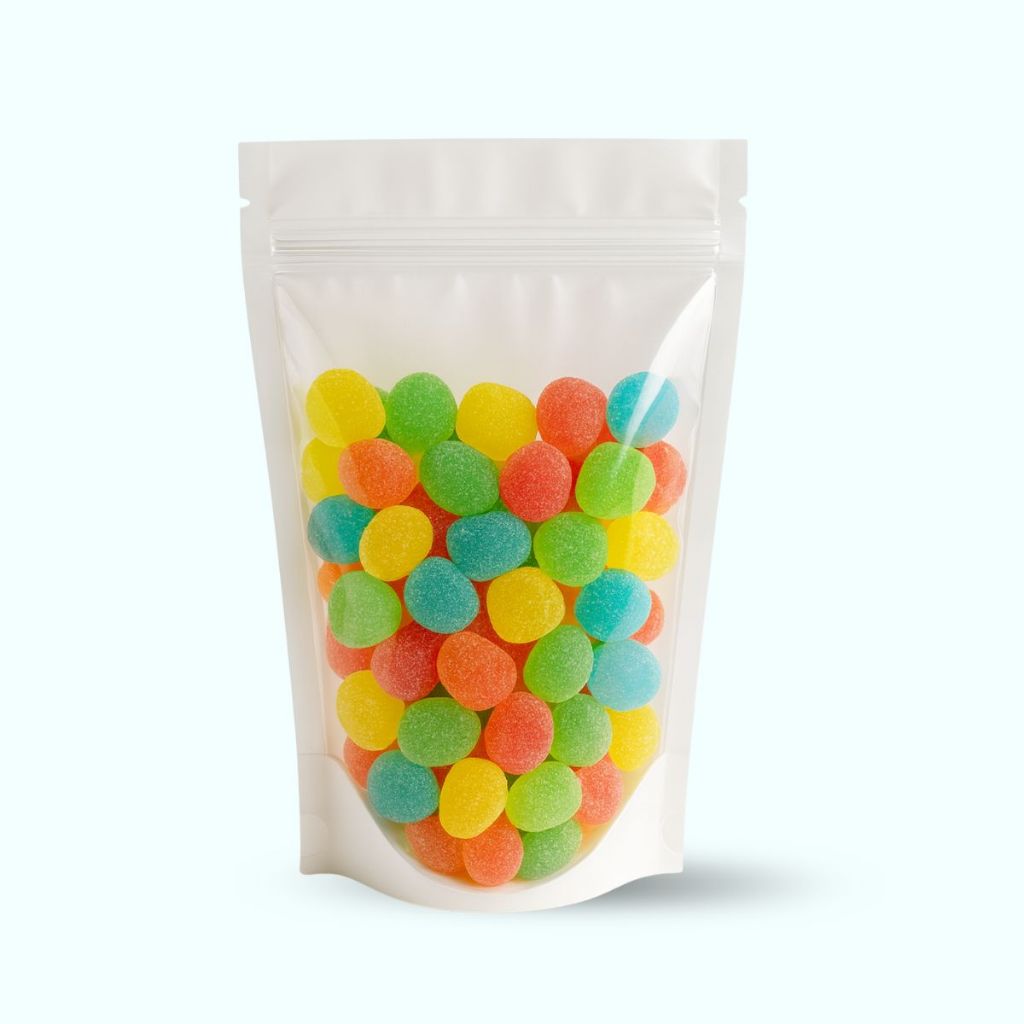 Embalagem Stand Up Pouch Branca c/ Visor 12x19+4  Zip Lock Hermético
