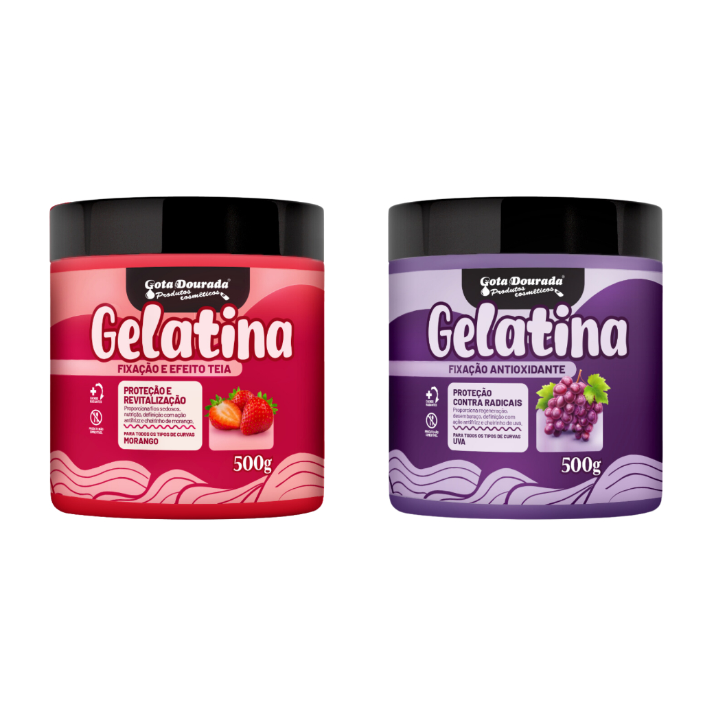 Gelatina Capilar Gota Dourada 500g - Definição e Brilho! (Escolha a sua favorita!)  - kit com 2