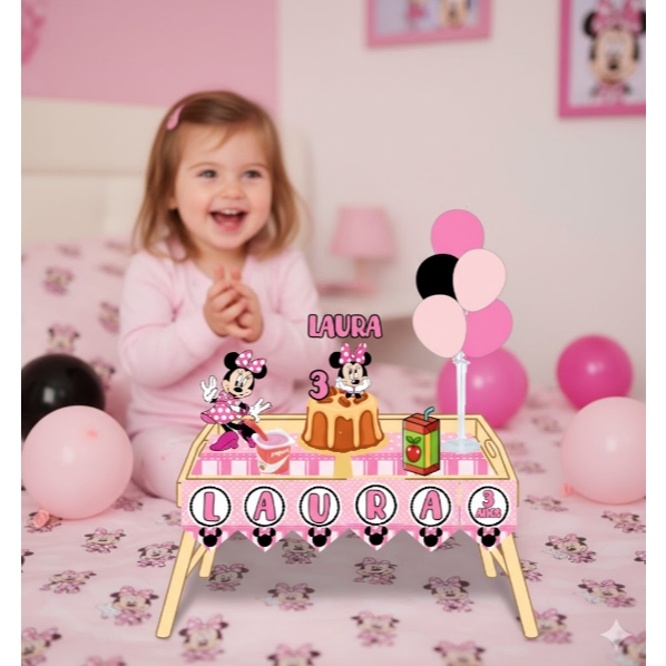 Kit Festa na Bandeja Personalizada Infantil – MINNIE  ROSA OU VERMELHA Nome e Tema Exclusivo | em Oferta na Shopee