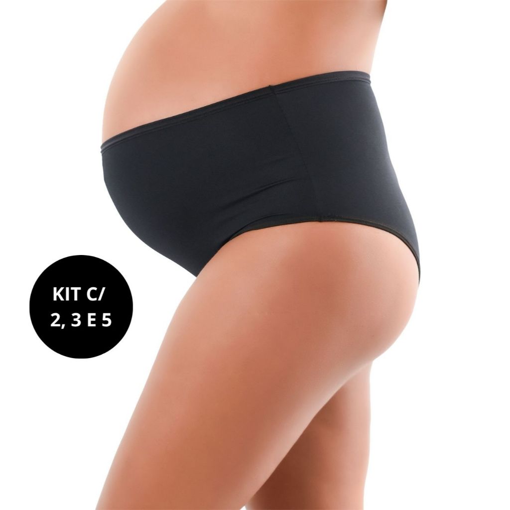 Kit Calcinha Gestante e Pós-Parto Cintura Alta Poliamida Hot Pants em Oferta na Shopee