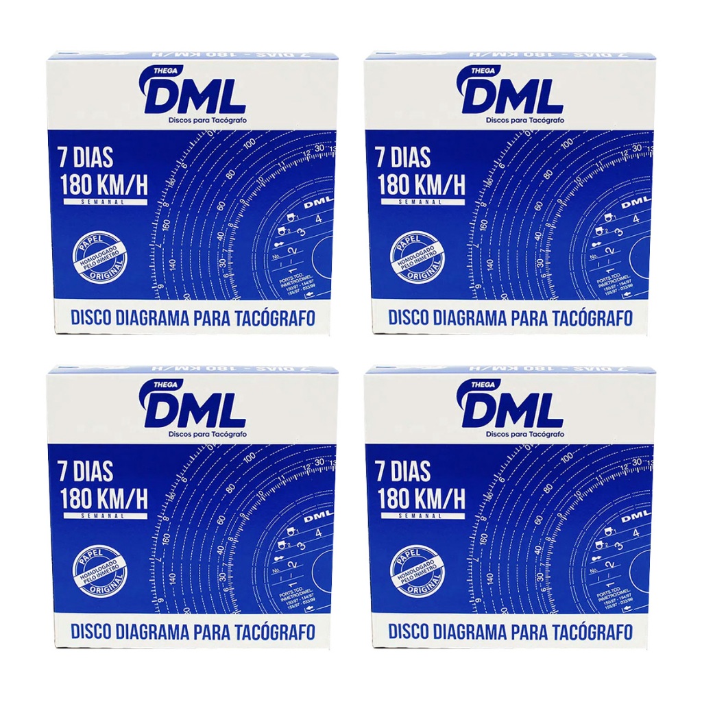 Disco Tacógrafo 180km Semanal 7 Dias  Kit 4 Caixas Com 10 Un DML em Oferta na Shopee