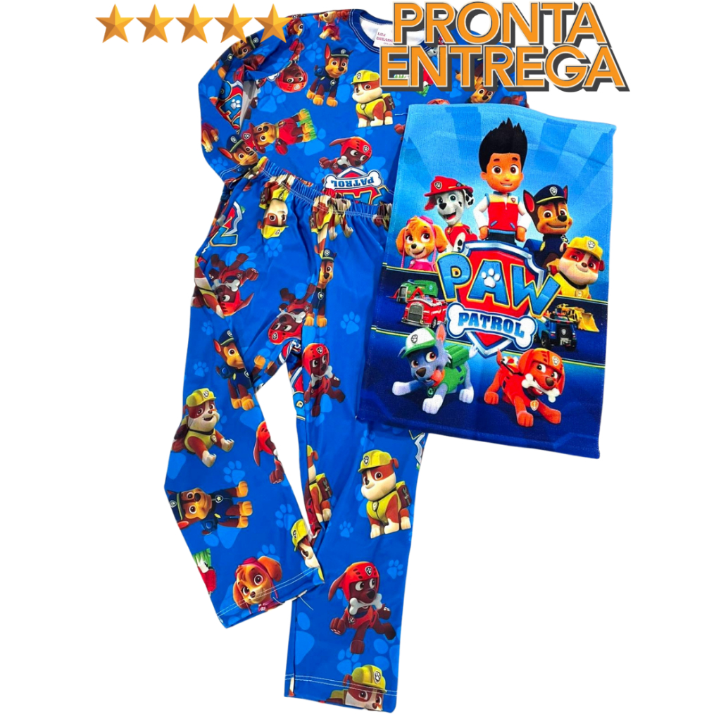 Pijama Infantil PATRULHA CANINA Manga Longa Confortável Estampado