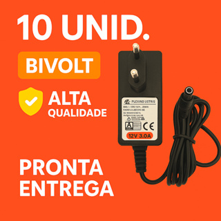 10 Fontes 12V 0,5A,1A, 1,5A, 2A, 2,5A,3A/3,33A,3,5A Bivolt Automática Plug P4/Agulha – P/ Câmeras, Roteadores e LEDs em Oferta na Shopee
