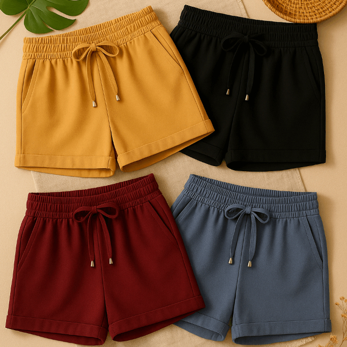 Bermuda shorts feminino moletom confortável básico liso