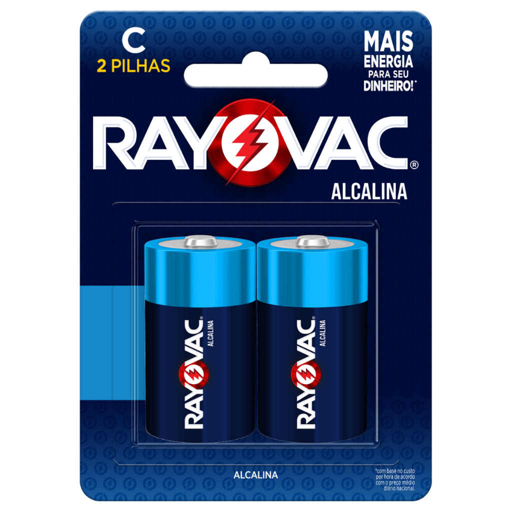 Pilha Alcalina Rayovac Tamanho C (média) - 2 Unidades