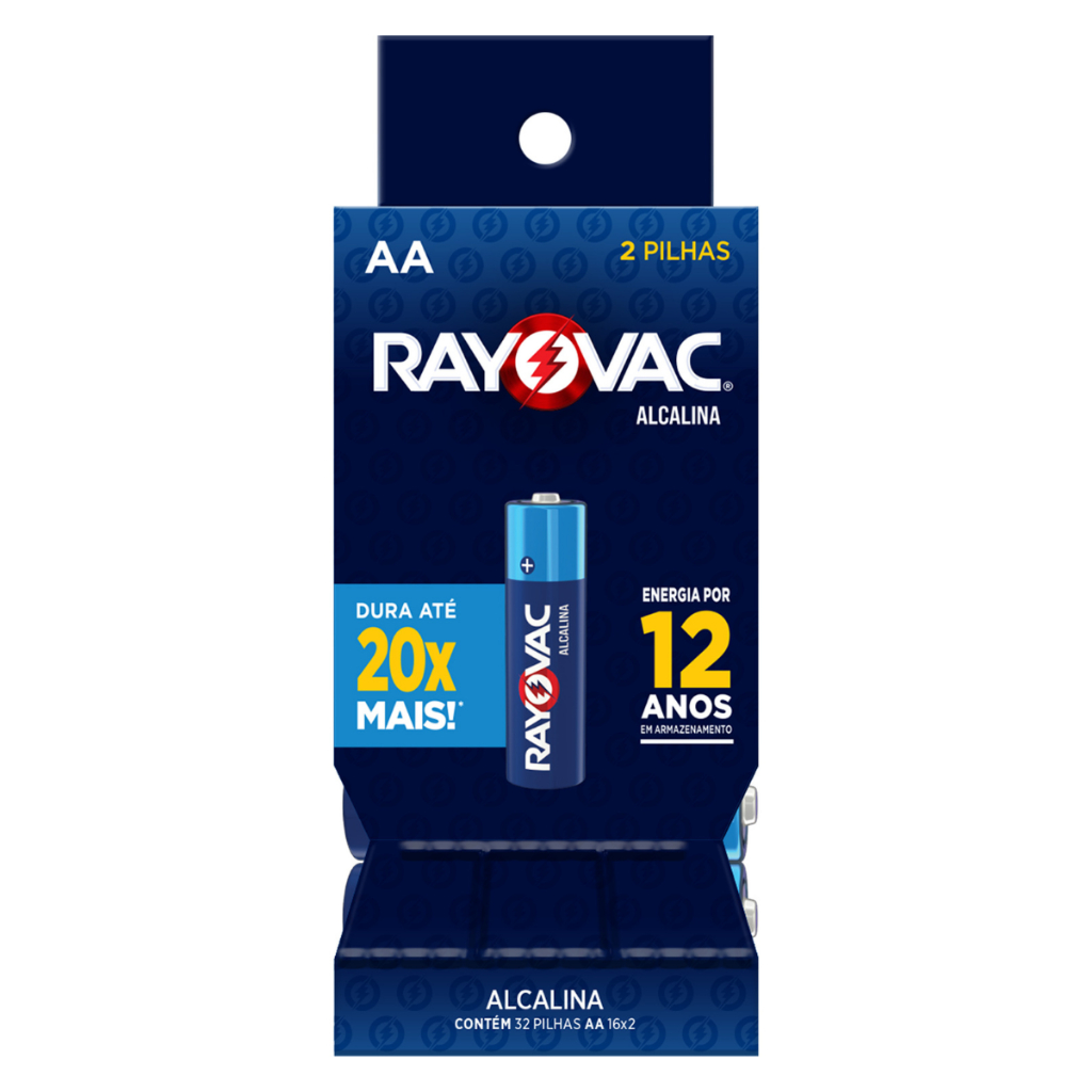 Pilha Alcalina Rayovac Tamanho Aa Tubo Com 32 Unidades