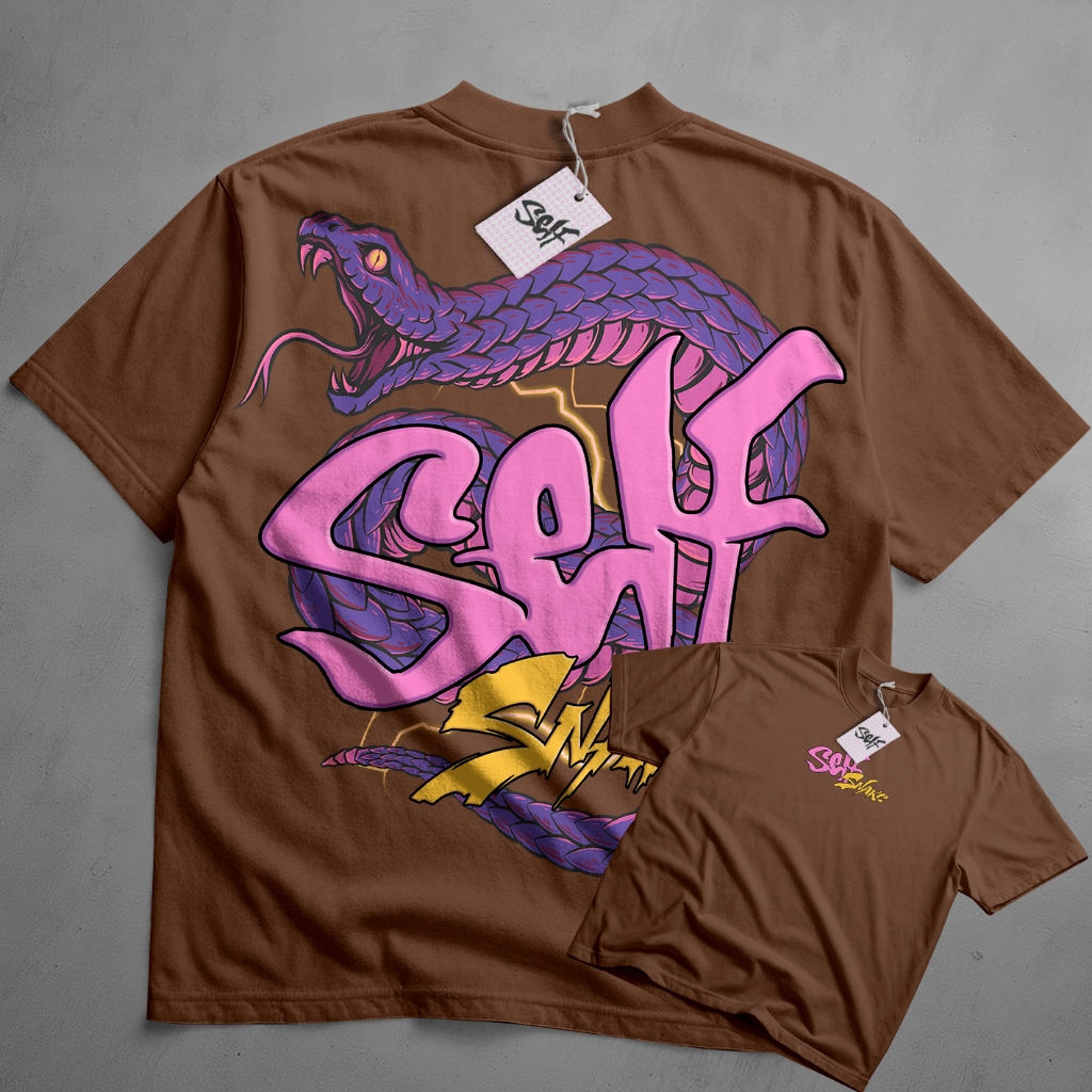 Camiseta Oversized Self Snake Serpente Roxa Streetwear Urban Casual Style Camisa