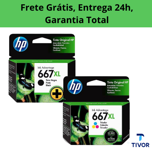 Kit Cartucho 667xl Preto+Colorido  Original E Lacrado Compatível Para Impressoras Deskjet Ink Advantage 2376 2774𝟮𝟴𝟳𝟰